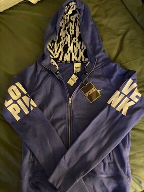 PINK Victoria's Secret Purple Logo Zip Hoodie